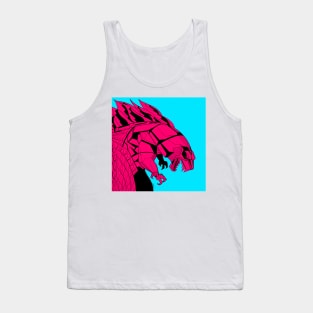 pink mecha godzilla ecopop art in cyborg kaiju Tank Top